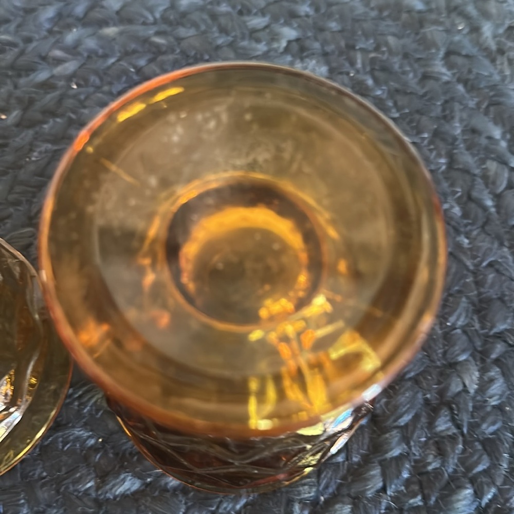 Vintage Amber Whitehall Indiana Glass Footed Goblets 4" Tall - Picture 5 of 6